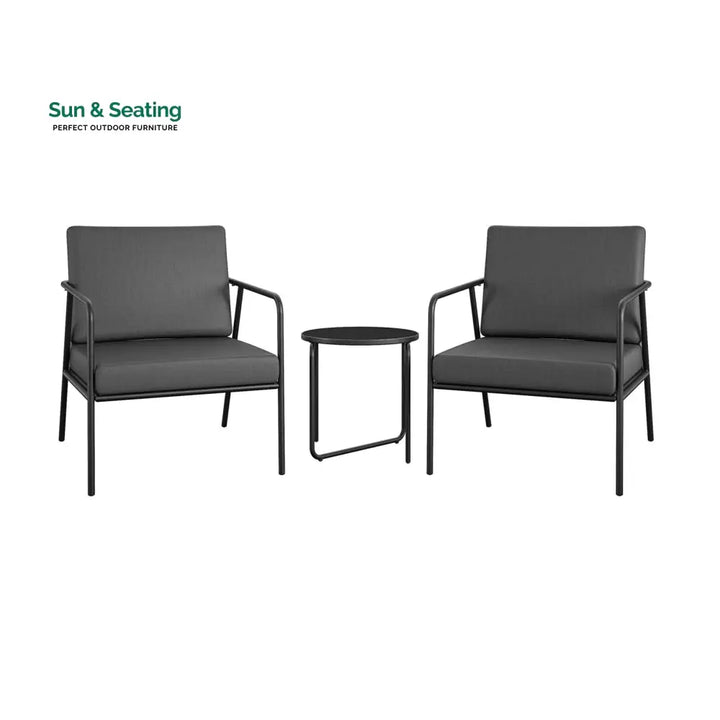 Sleety Outdoor Patio Seating Set 2 Chairs and 1 Table Set (Dark Grey) Outdoor Furniture Sets