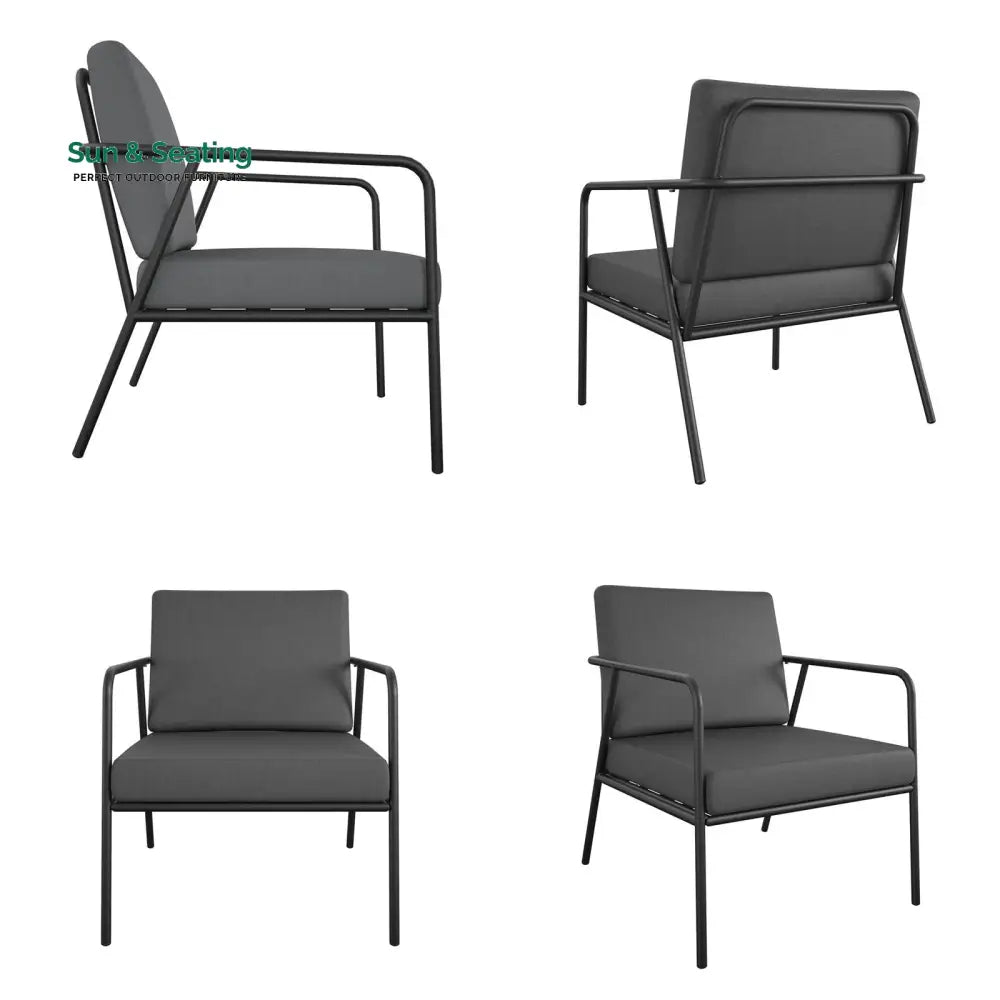 Sleety Outdoor Patio Seating Set 2 Chairs and 1 Table Set (Dark Grey) Outdoor Furniture Sets