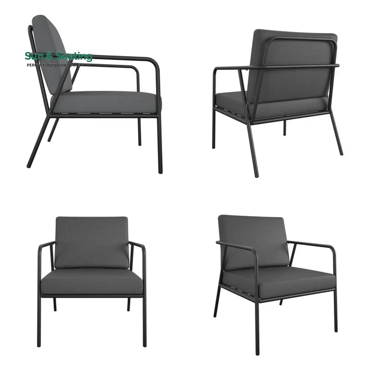 Sleety Outdoor Patio Seating Set 2 Chairs and 1 Table Set (Dark Grey) Outdoor Furniture Sets