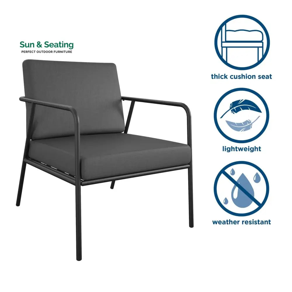 Sleety Outdoor Patio Seating Set 2 Chairs and 1 Table Set (Dark Grey) Outdoor Furniture Sets