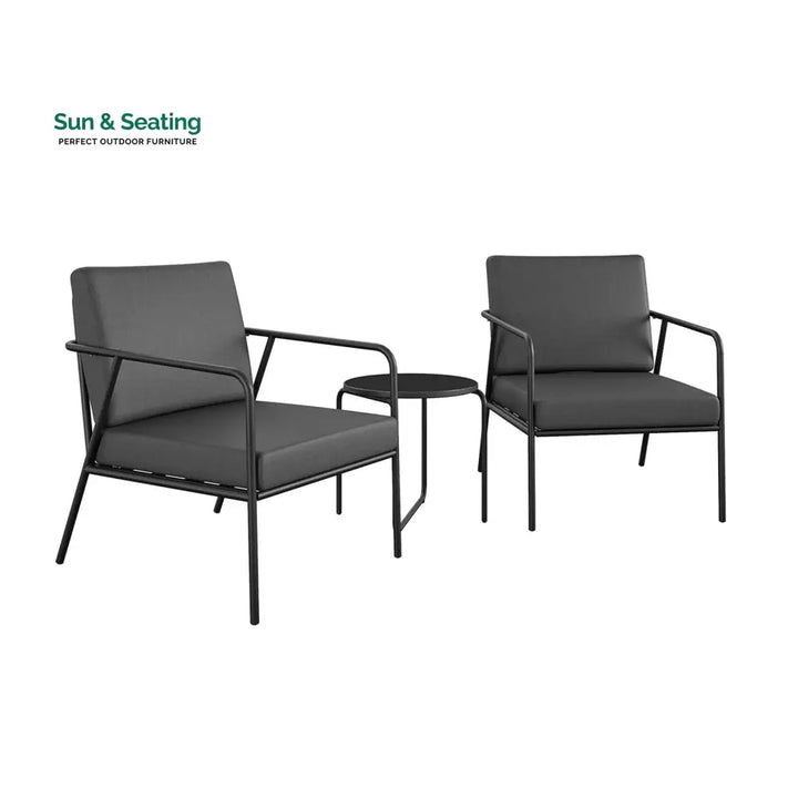 Sleety Outdoor Patio Seating Set 2 Chairs and 1 Table Set (Dark Grey) Outdoor Furniture Sets