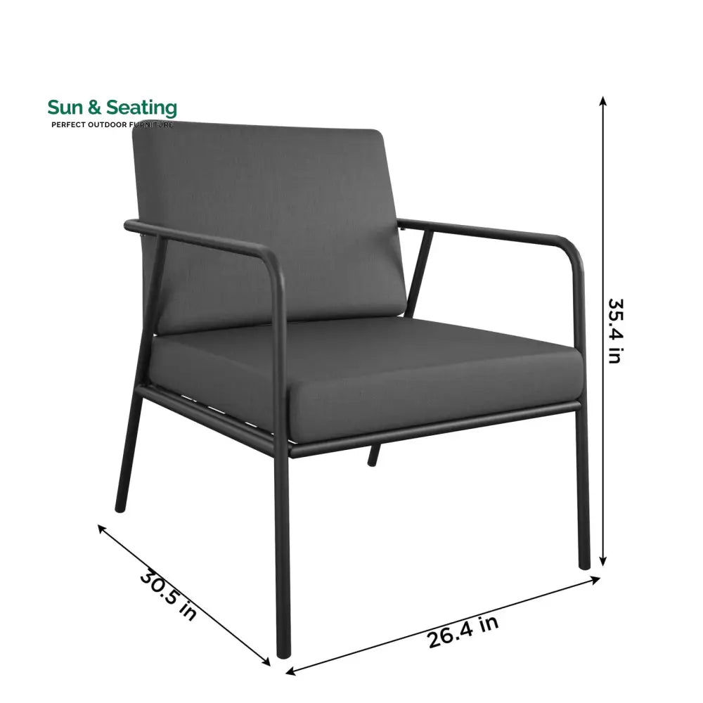 Sleety Outdoor Patio Seating Set 2 Chairs and 1 Table Set (Dark Grey) Outdoor Furniture Sets