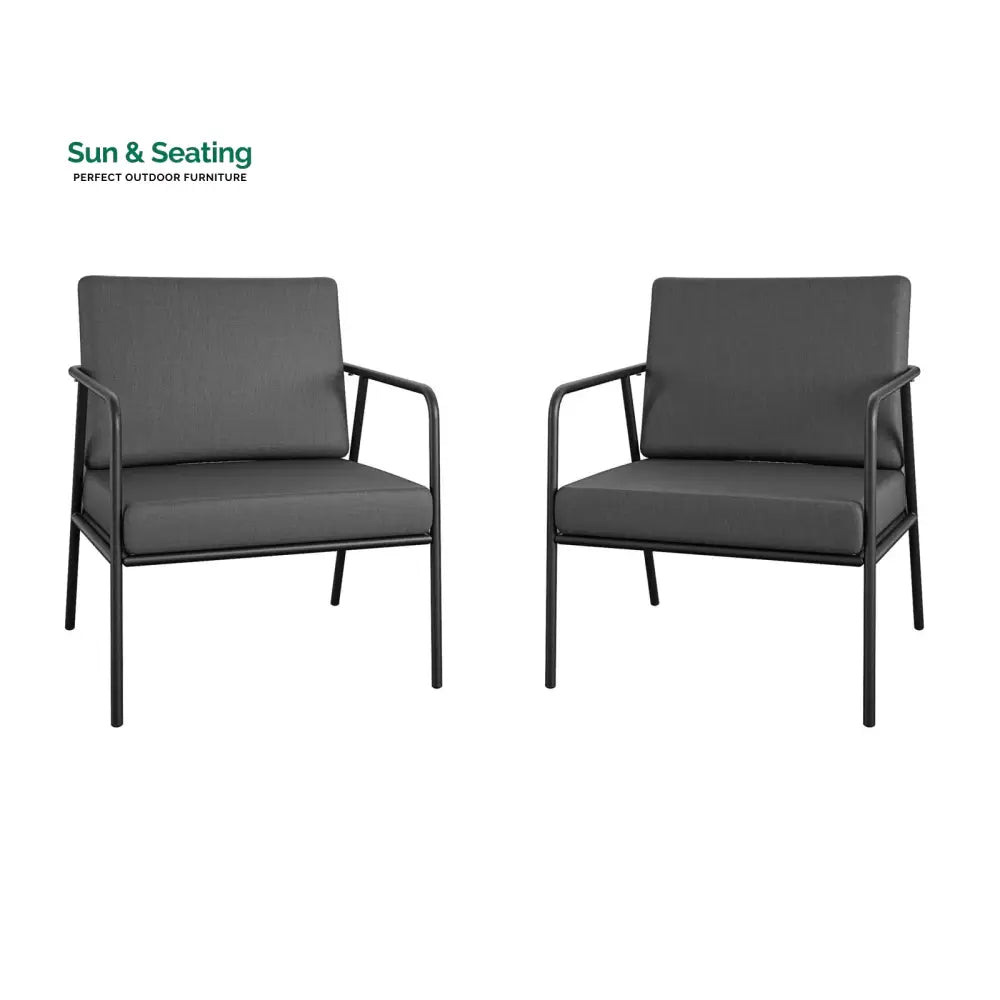 Sleety Outdoor Patio Seating Set 2 Chairs and 1 Table Set (Dark Grey) Outdoor Furniture Sets