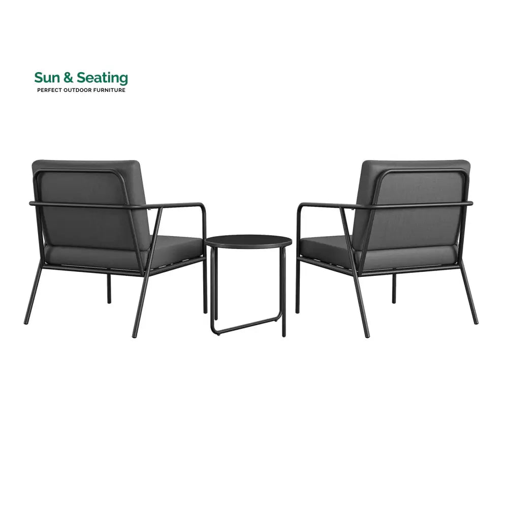 Sleety Outdoor Patio Seating Set 2 Chairs and 1 Table Set (Dark Grey) Outdoor Furniture Sets