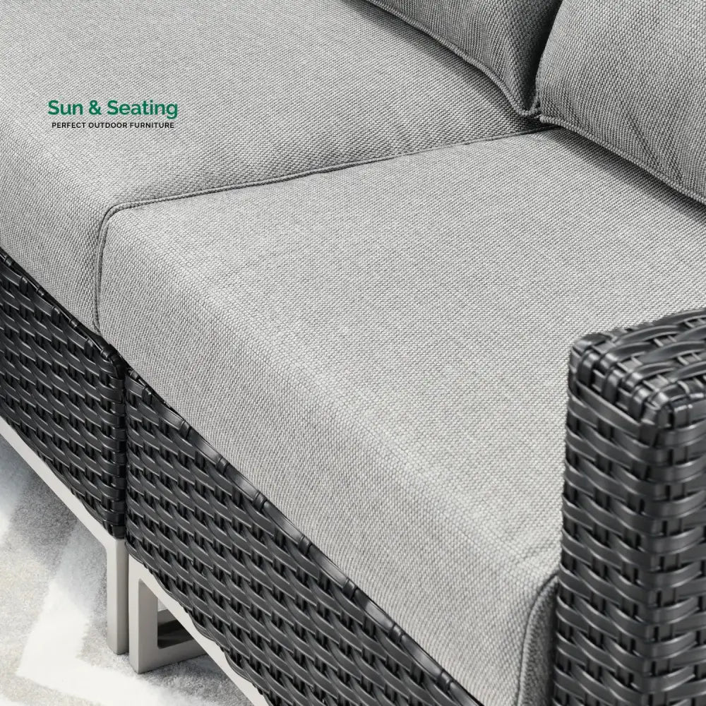 Slue Outdoor Sofa Set 5 Seater Single seater With Ottoman and 1 Center Table Set (Black) Sofa Sets
