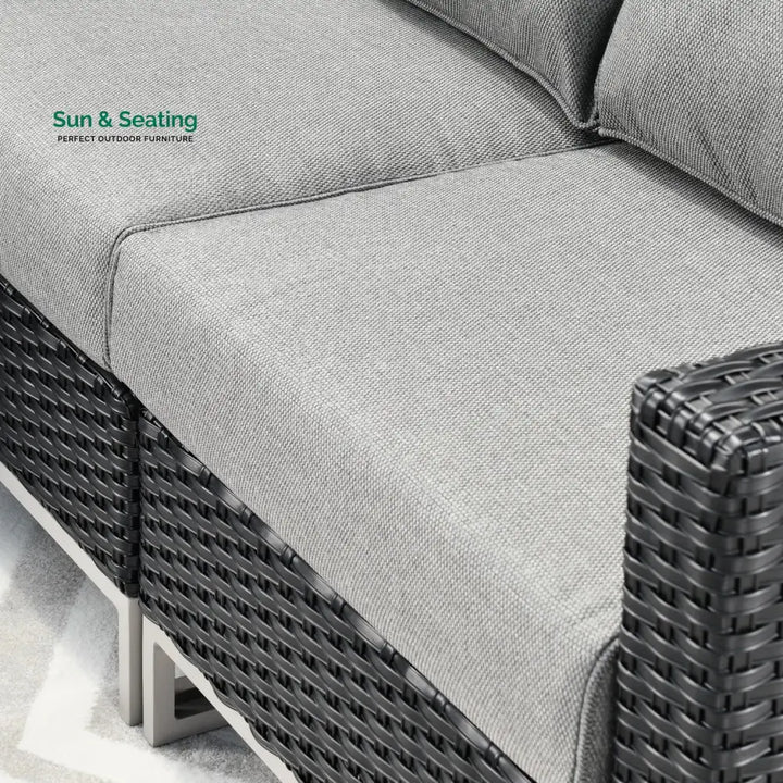 Slue Outdoor Sofa Set 5 Seater Single seater With Ottoman and 1 Center Table Set (Black) Sofa Sets