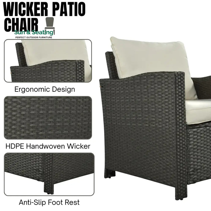 Sofia 5-Piece Outdoor Patio Furniture Set with Dining Table and Chairs Sofa Set