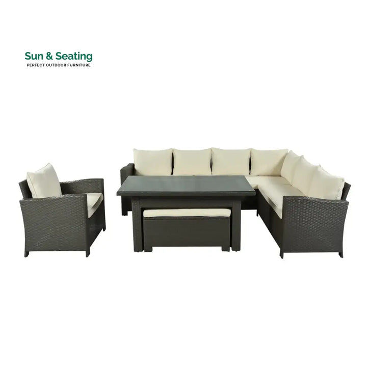 Sofia 5-Piece Outdoor Patio Furniture Set with Dining Table and Chairs Sofa Set