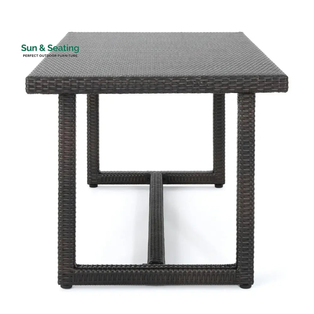 Sokhna Outdoor Rattan Wicker Patio Table (Dark Brown) Table