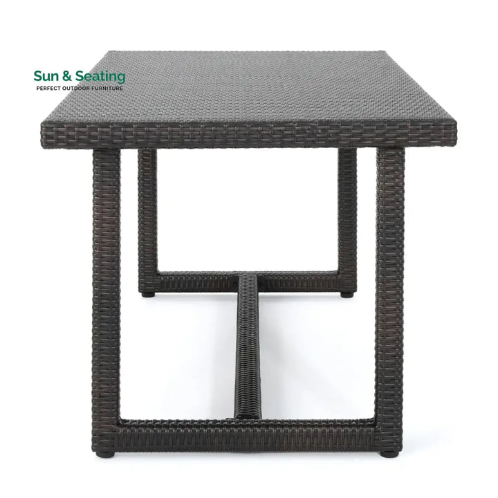 Sokhna Outdoor Rattan Wicker Patio Table (Dark Brown) Table