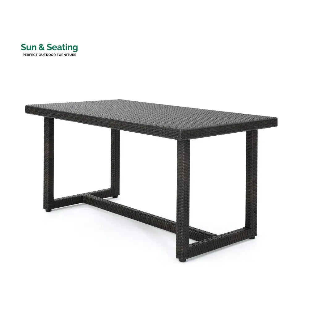 Sokhna Outdoor Rattan Wicker Patio Table (Dark Brown) Table