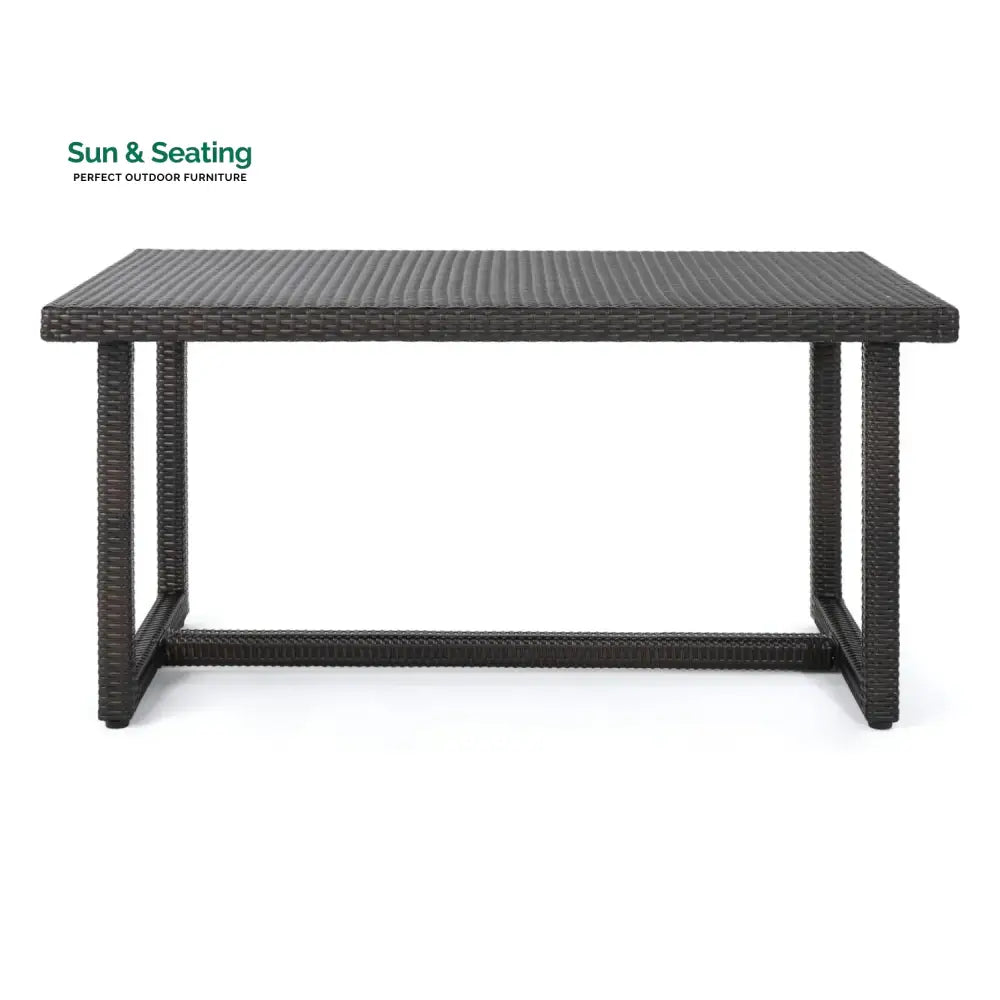 Sokhna Outdoor Rattan Wicker Patio Table (Dark Brown) Table