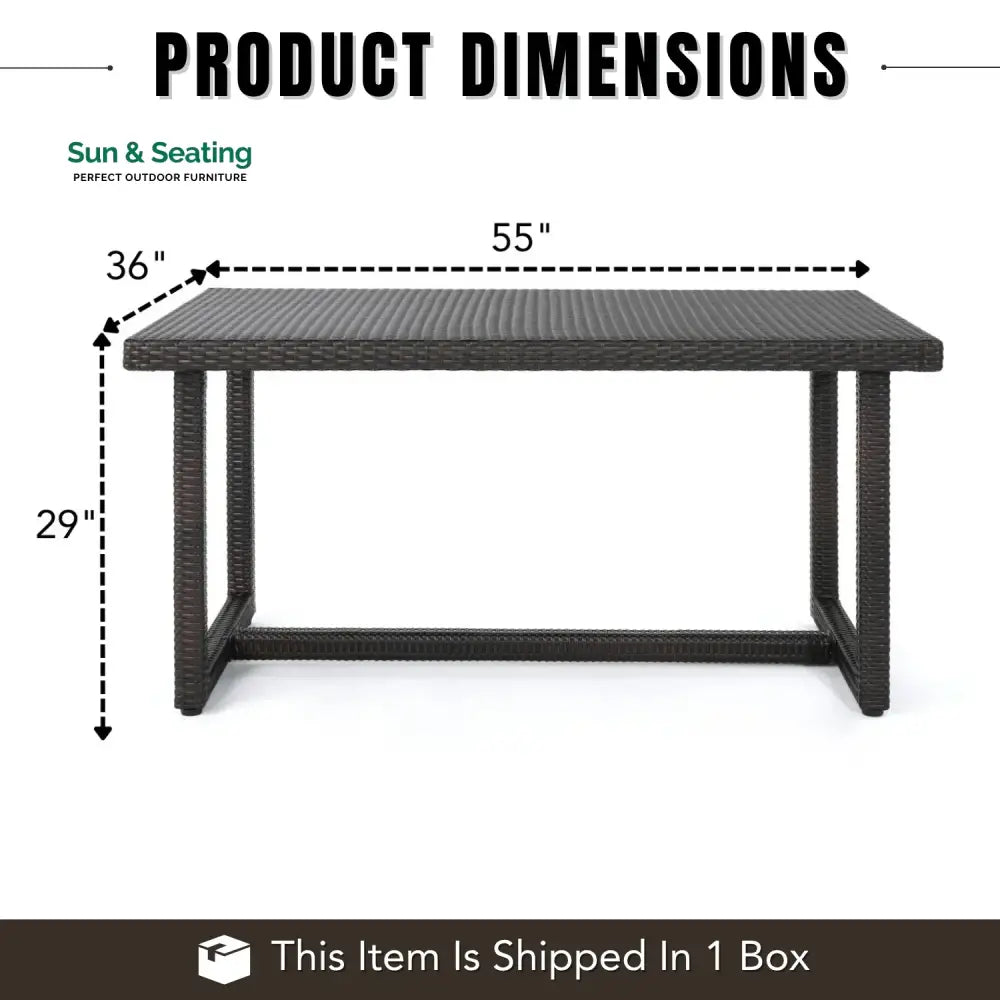 Sokhna Outdoor Rattan Wicker Patio Table (Dark Brown) Table