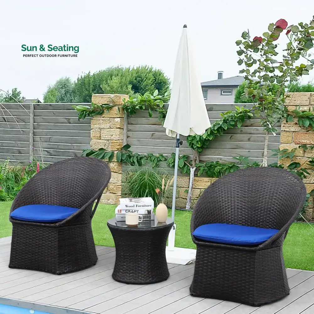 Solana 3-Piece Outdoor Rattan Wicker Patio Set Patio Set