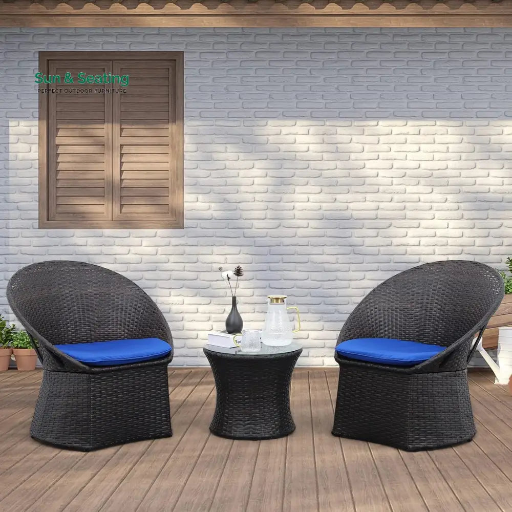 Solana 3-Piece Outdoor Rattan Wicker Patio Set Patio Set