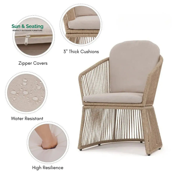 Soledad 2-Piece Outdoor Rope Patio Chairs Patio Chairs