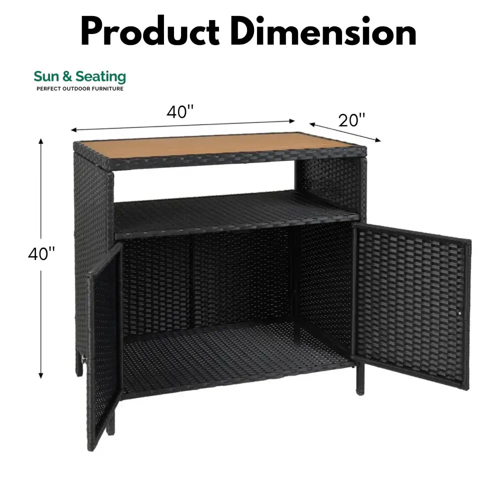 Soledad Outdoor Rattan Wicker Bar Table With Wooden Top Bar Table