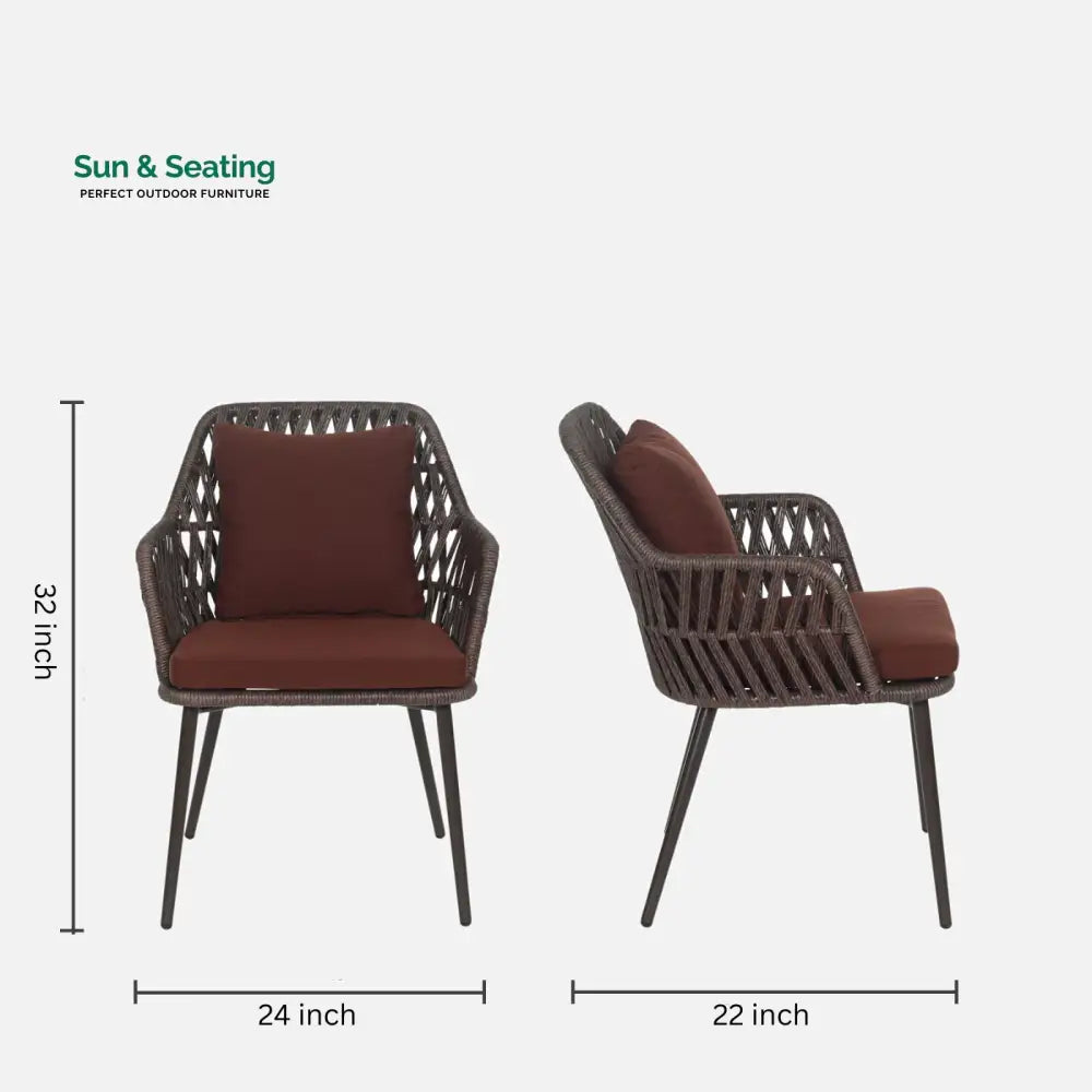 Solve Outdoor Patio Seating Set 4 Chairs and 1 Table Set (Brown) Braided &amp; Rope Coffee Table Sets