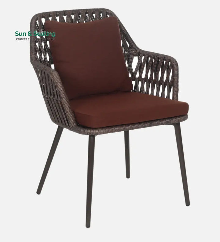 Solve Outdoor Patio Seating Set 4 Chairs and 1 Table Set (Brown) Braided &amp; Rope Coffee Table Sets