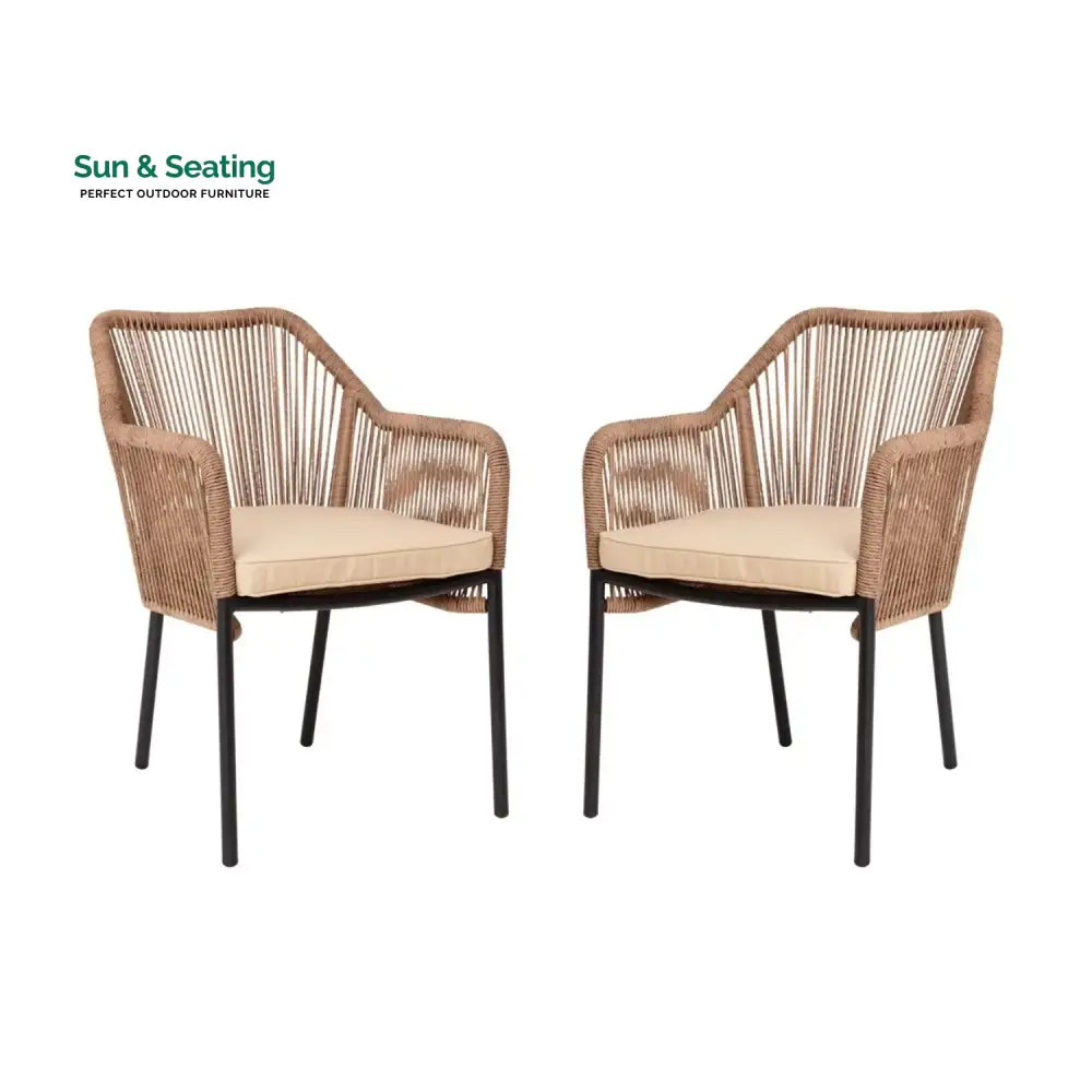 Sonal 2-Piece Outdoor Rope Patio Dining Chairs Dinning Chairs