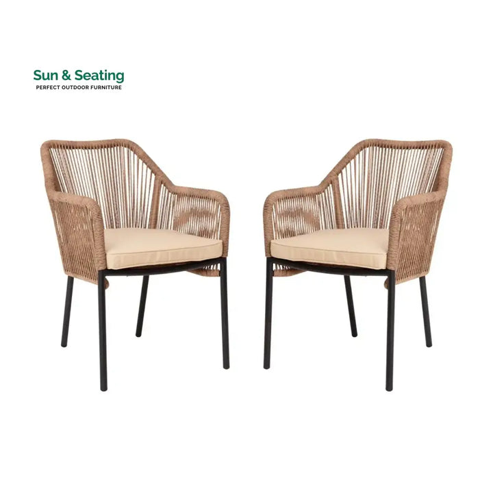 Sonal 2-Piece Outdoor Rope Patio Dining Chairs Dinning Chairs