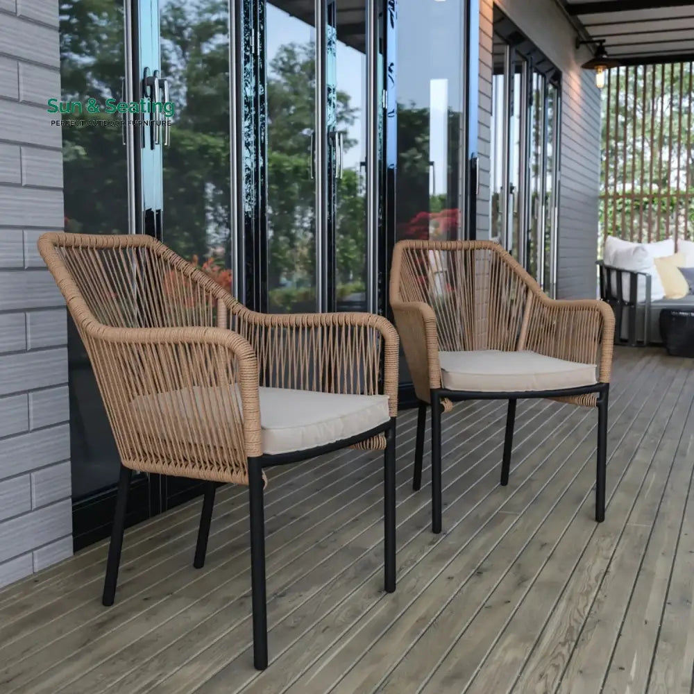 Sonal 2-Piece Outdoor Rope Patio Dining Chairs Dinning Chairs
