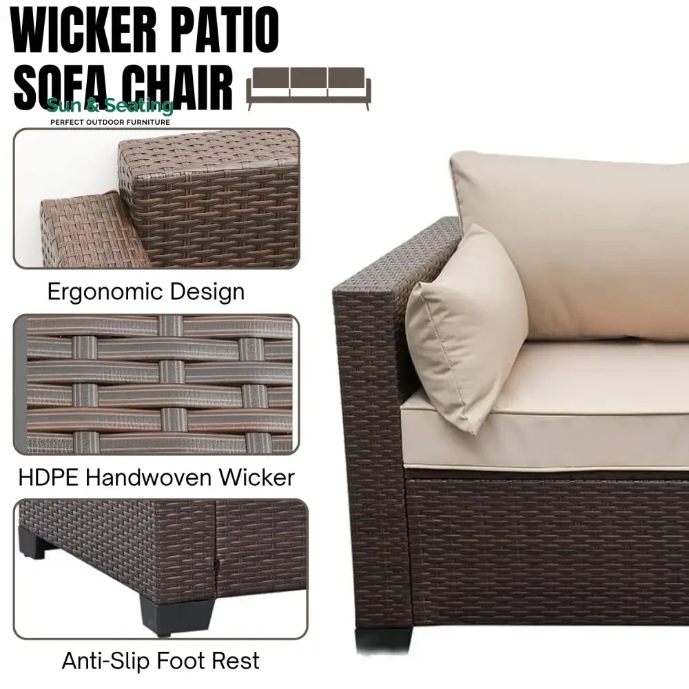 Sophia 3-Seater Outdoor Rattan Wicker Patio Sofa Sofa Set
