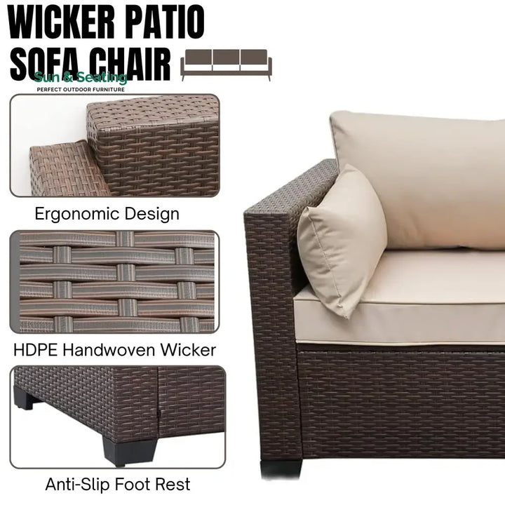 Sophia 3-Seater Outdoor Rattan Wicker Patio Sofa Sofa Set