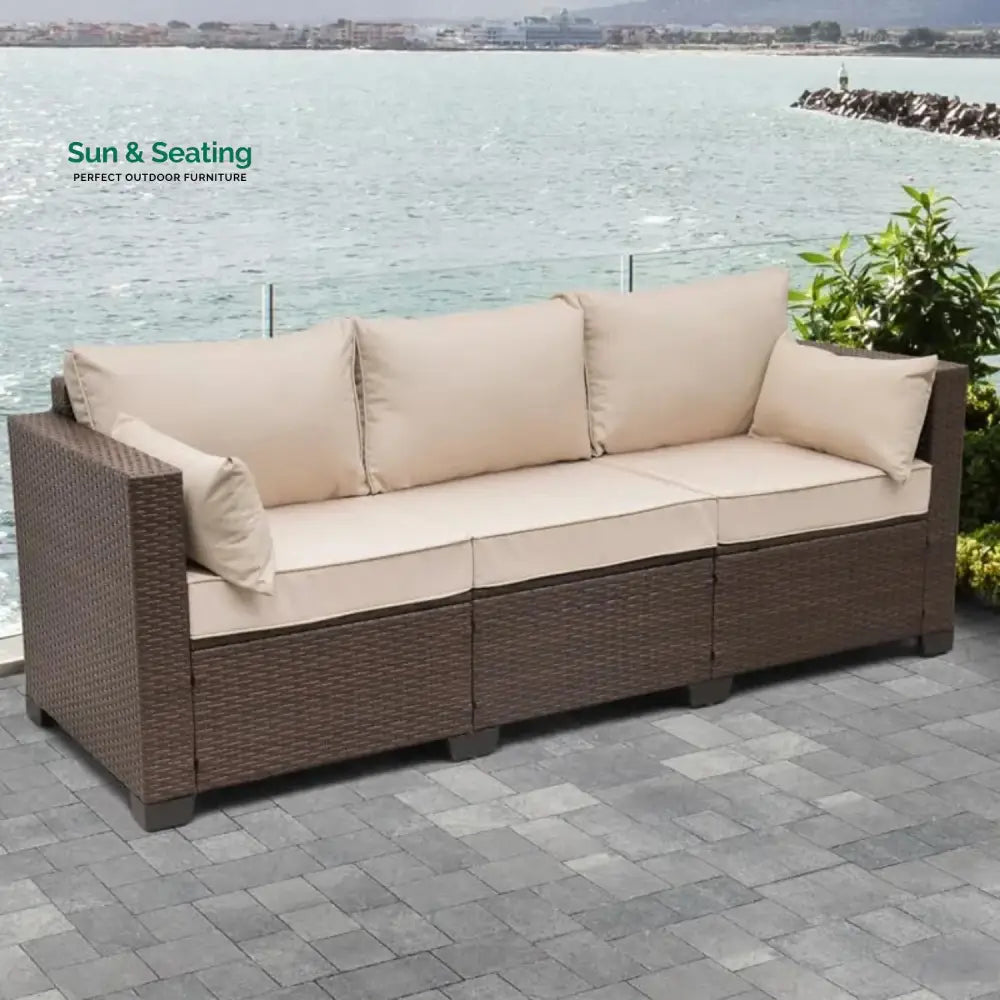 Sophia 3-Seater Outdoor Rattan Wicker Patio Sofa Sofa Set