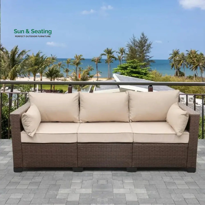 Sophia 3-Seater Outdoor Rattan Wicker Patio Sofa Sofa Set