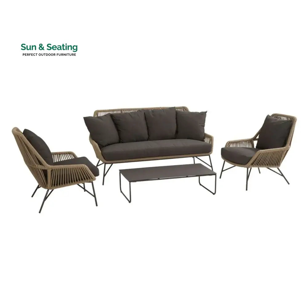 Sophie 4-Piece Outdoor Rope Patio Conversation Loveseat Furniture Sofa Set