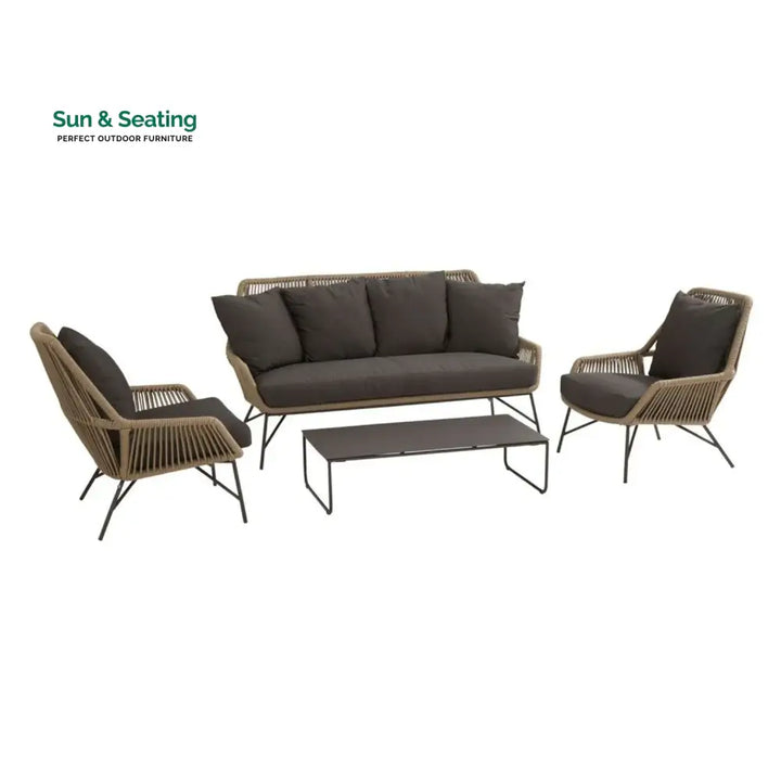 Sophie 4-Piece Outdoor Rope Patio Conversation Loveseat Furniture Sofa Set