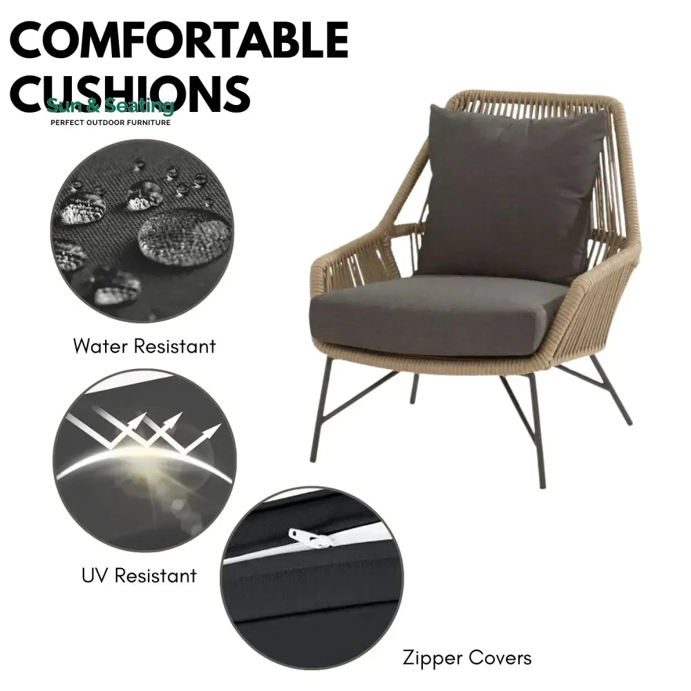Sophie 4-Piece Outdoor Rope Patio Conversation Loveseat Furniture Sofa Set