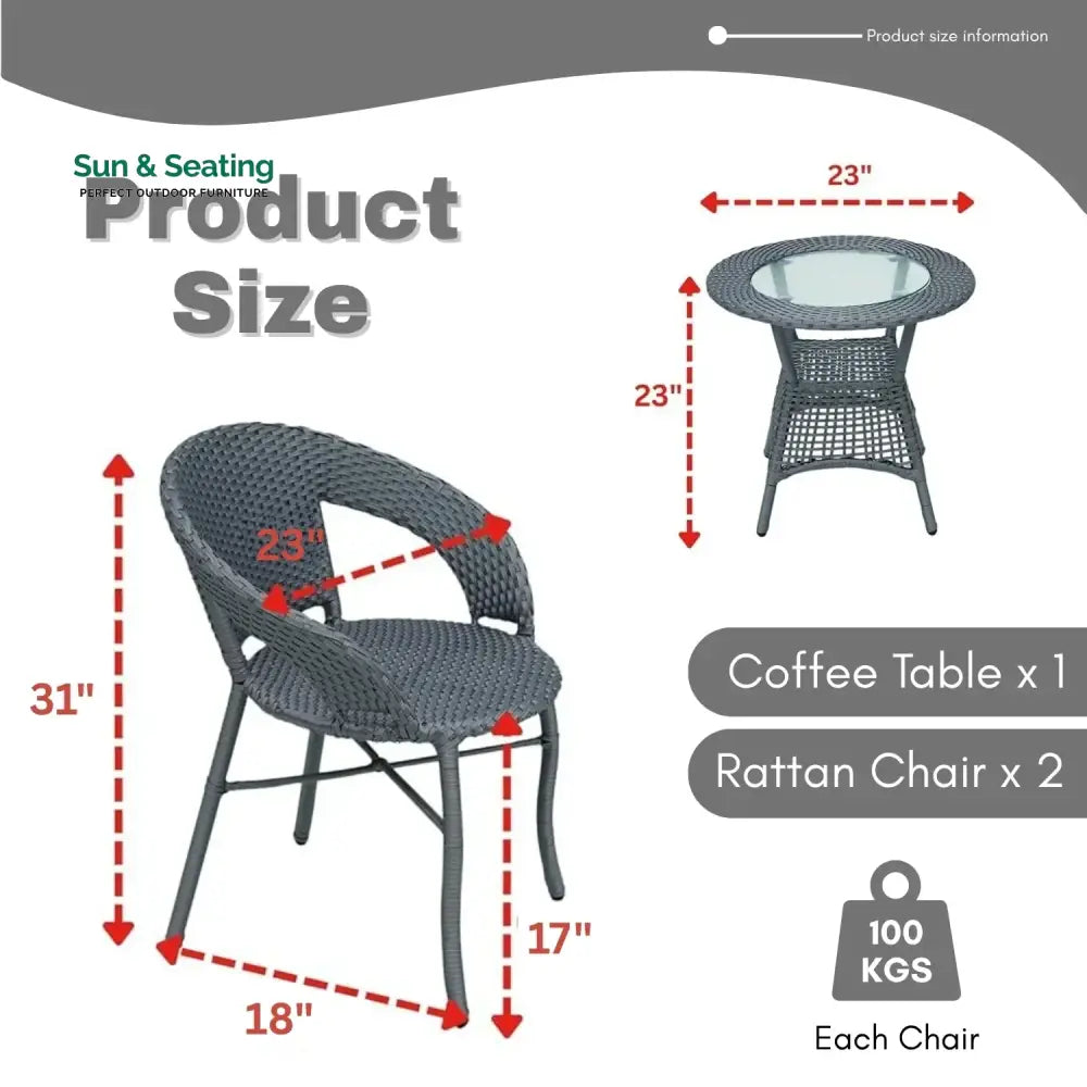 Soraya 3-Piece Outdoor Rattan Wicker Patio Bistro Set Patio Set