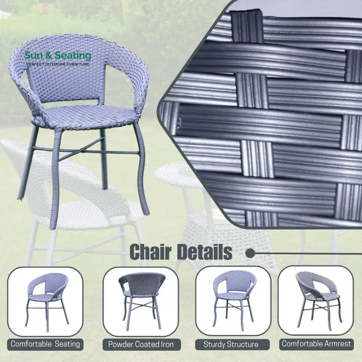 Soraya 3-Piece Outdoor Rattan Wicker Patio Bistro Set Patio Set