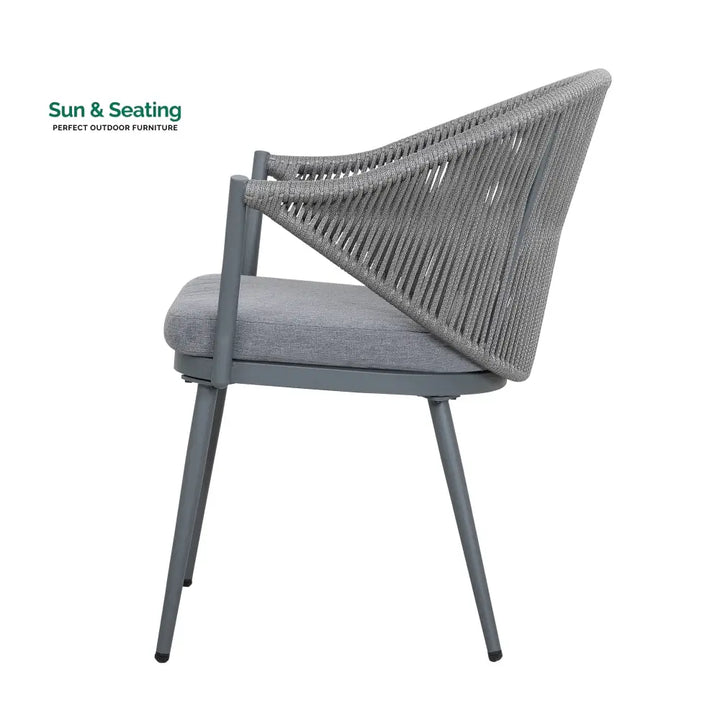 Spade Outdoor Patio Seating Set 2 Chairs and 1 Table Set (Grey) Braided &amp; Rope Coffee Table Sets