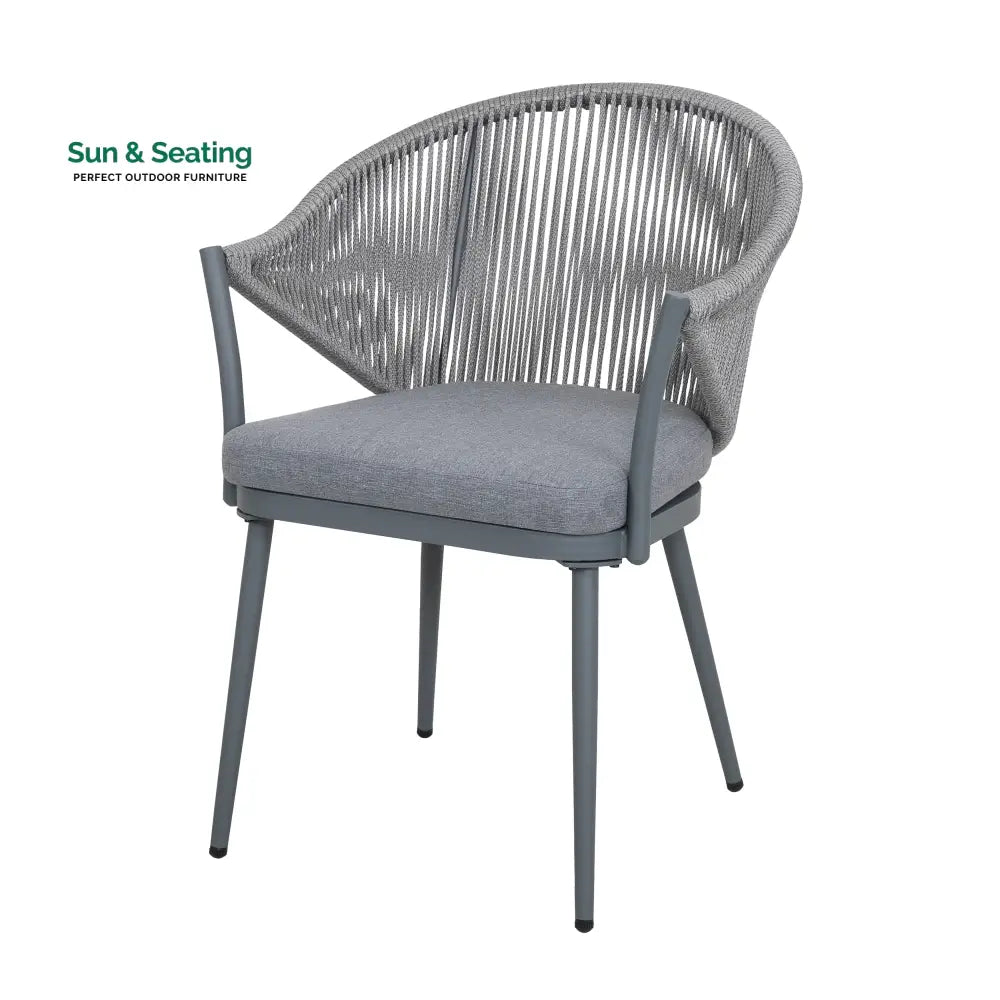 Spade Outdoor Patio Seating Set 2 Chairs and 1 Table Set (Grey) Braided &amp; Rope Coffee Table Sets