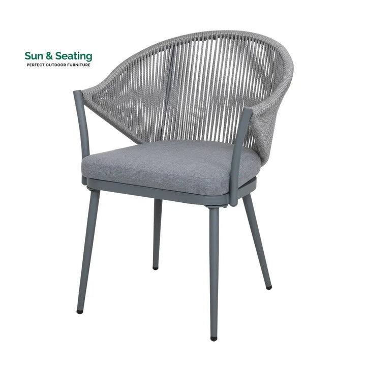 Spade Outdoor Patio Seating Set 2 Chairs and 1 Table Set (Grey) Braided &amp; Rope Coffee Table Sets