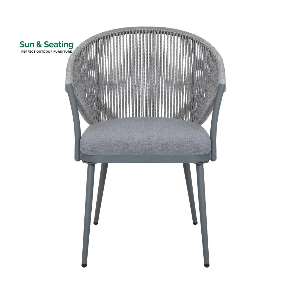 Spade Outdoor Patio Seating Set 2 Chairs and 1 Table Set (Grey) Braided &amp; Rope Coffee Table Sets