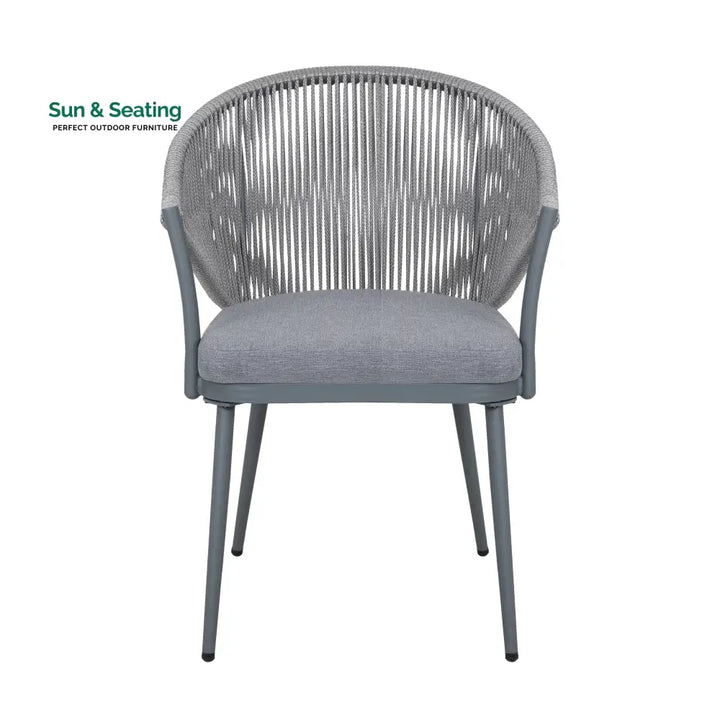 Spade Outdoor Patio Seating Set 2 Chairs and 1 Table Set (Grey) Braided &amp; Rope Coffee Table Sets