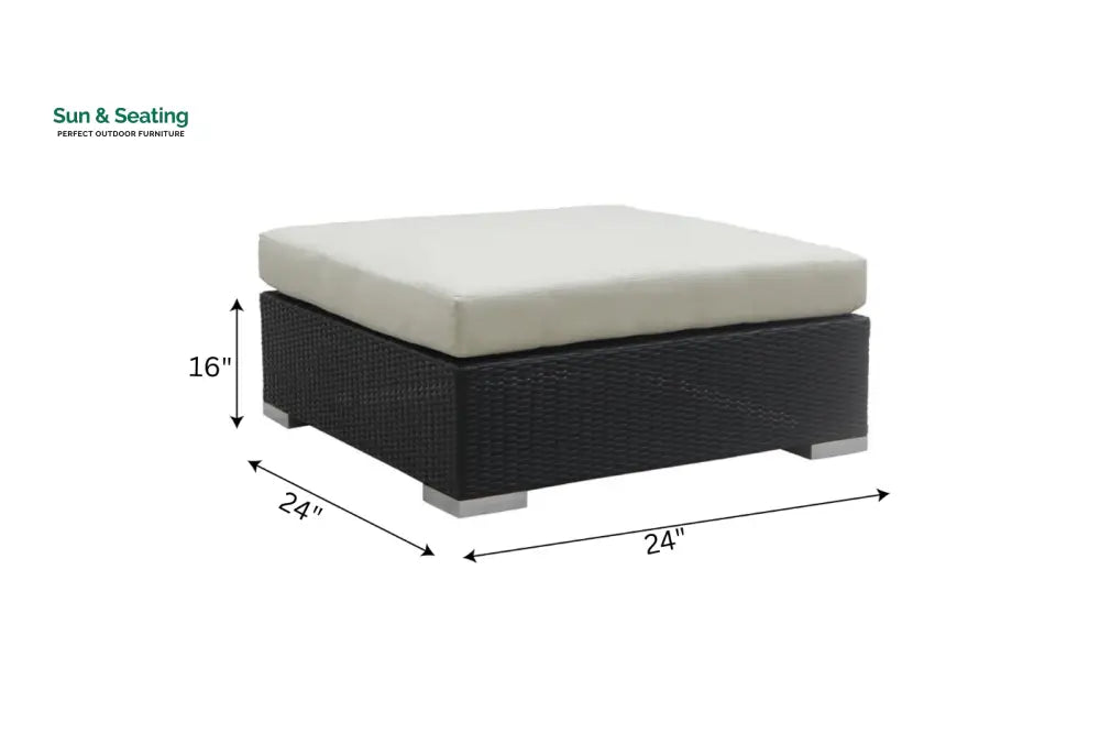 Spera Outdoor Garden Balcony Sofa Set 3 Seater 2 Seater 1 Seater 1 Ottoman 1 Center Table and 1 Side Table Set (Black)