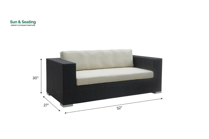 Spera Outdoor Garden Balcony Sofa Set 3 Seater 2 Seater 1 Seater 1 Ottoman 1 Center Table and 1 Side Table Set (Black)