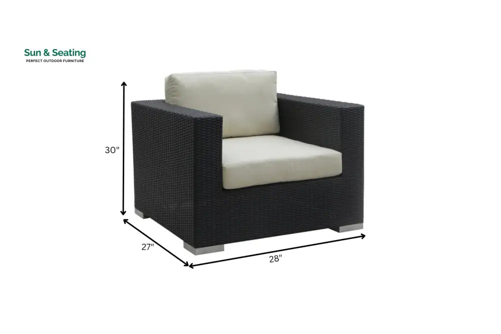 Spera Outdoor Garden Balcony Sofa Set 3 Seater 2 Seater 1 Seater 1 Ottoman 1 Center Table and 1 Side Table Set (Black)