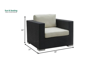 Spera Outdoor Garden Balcony Sofa Set 3 Seater 2 Seater 1 Seater 1 Ottoman 1 Center Table and 1 Side Table Set (Black)