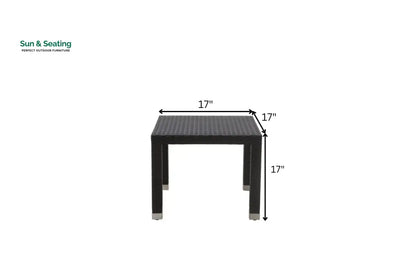 Spera Outdoor Garden Balcony Sofa Set 3 Seater 2 Seater 1 Seater 1 Ottoman 1 Center Table and 1 Side Table Set (Black)