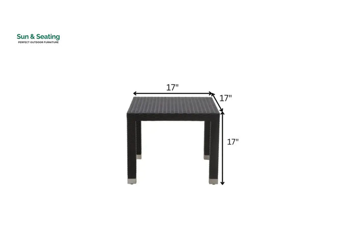 Spera Outdoor Garden Balcony Sofa Set 3 Seater 2 Seater 1 Seater 1 Ottoman 1 Center Table and 1 Side Table Set (Black)