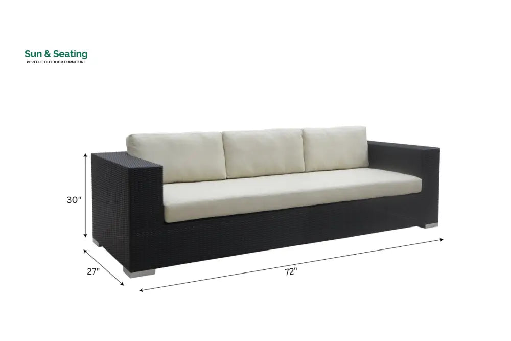 Spera Outdoor Garden Balcony Sofa Set 3 Seater 2 Seater 1 Seater 1 Ottoman 1 Center Table and 1 Side Table Set (Black)