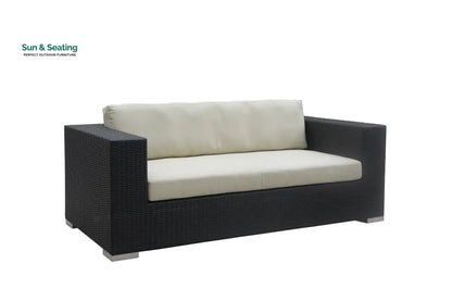 Spera Outdoor Garden Balcony Sofa Set 3 Seater 2 Seater 1 Seater 1 Ottoman 1 Center Table and 1 Side Table Set (Black)