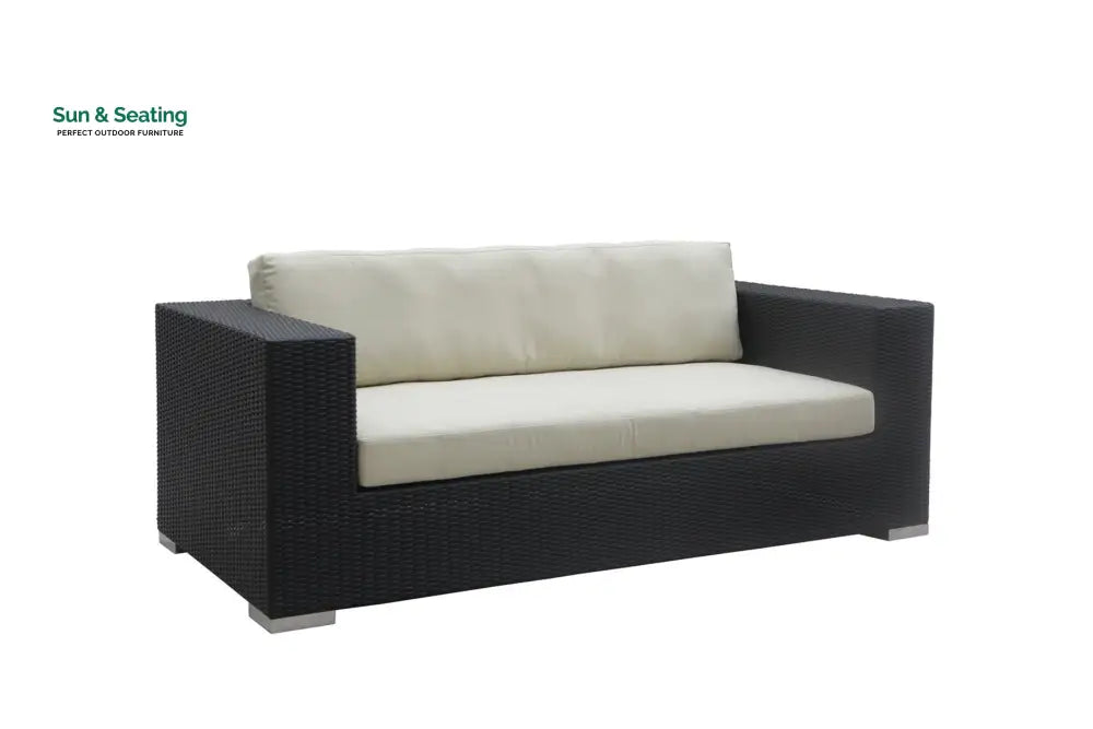 Spera Outdoor Garden Balcony Sofa Set 3 Seater 2 Seater 1 Seater 1 Ottoman 1 Center Table and 1 Side Table Set (Black)