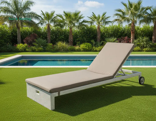 Spire Outdoor Swimming Poolside Lounger (White) Loungers
